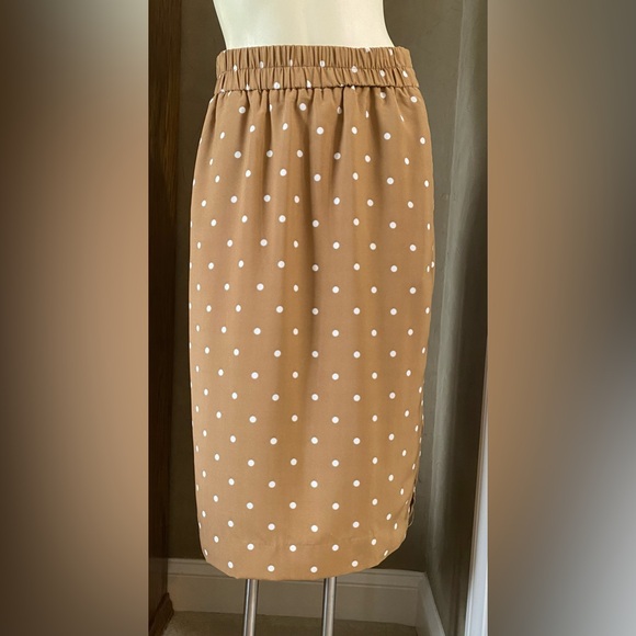 J. Crew Tan Polka Dot Skirt Elastic Waist Size XS  With Pockets Pull-on skirt - Picture 15 of 16
